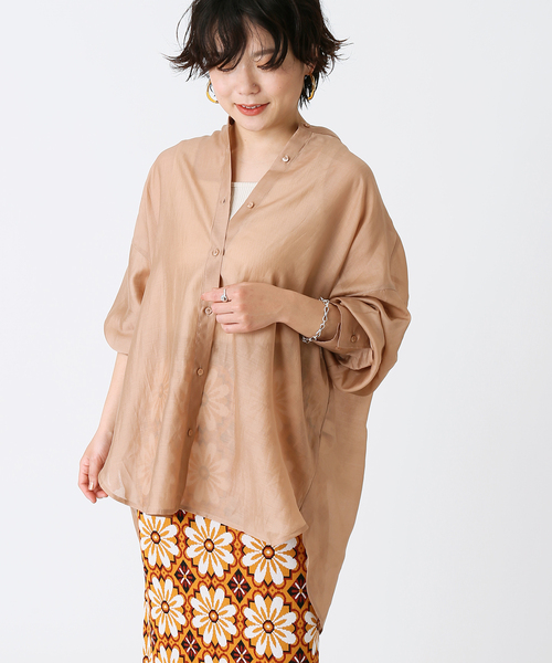 B.C STOCK（ベーセーストック）の「シアースタンドシャツ◆（シャツ/ブラウス・レディース・ホワイト/ブラウン/ブルー系その他・FREE）」の5枚目の写真