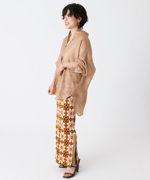 B.C STOCK（ベーセーストック）の「シアースタンドシャツ◆（シャツ/ブラウス・レディース・ホワイト/ブラウン/ブルー系その他・FREE）」の7枚目の写真