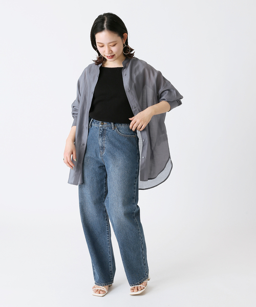 B.C STOCK（ベーセーストック）の「シアースタンドシャツ◆（シャツ/ブラウス・レディース・ホワイト/ブラウン/ブルー系その他・FREE）」の13枚目の写真