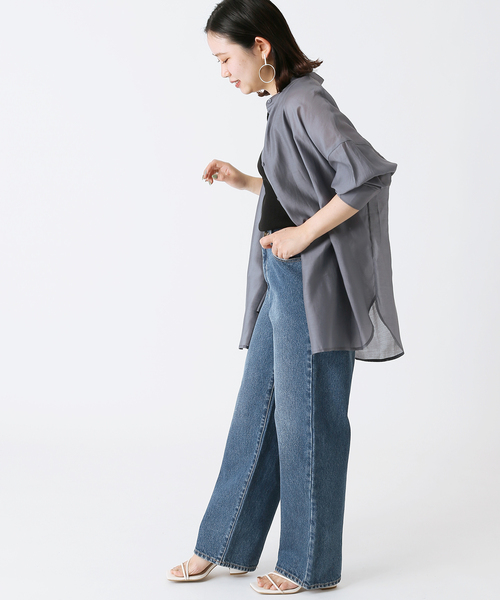 B.C STOCK（ベーセーストック）の「シアースタンドシャツ◆（シャツ/ブラウス・レディース・ホワイト/ブラウン/ブルー系その他・FREE）」の15枚目の写真