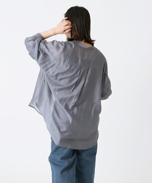 B.C STOCK（ベーセーストック）の「シアースタンドシャツ◆（シャツ/ブラウス・レディース・ホワイト/ブラウン/ブルー系その他・FREE）」の16枚目の写真