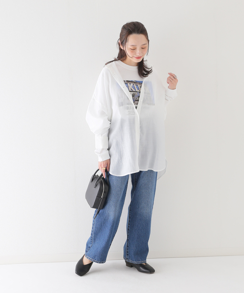 B.C STOCK（ベーセーストック）の「シアースタンドシャツ◆（シャツ/ブラウス・レディース・ホワイト/ブラウン/ブルー系その他・FREE）」の19枚目の写真