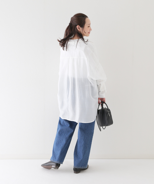 B.C STOCK（ベーセーストック）の「シアースタンドシャツ◆（シャツ/ブラウス・レディース・ホワイト/ブラウン/ブルー系その他・FREE）」の20枚目の写真