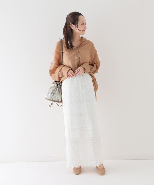 B.C STOCK（ベーセーストック）の「シアースタンドシャツ◆（シャツ/ブラウス・レディース・ホワイト/ブラウン/ブルー系その他・FREE）」の22枚目の写真