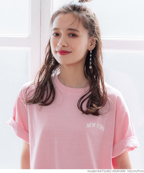 coca(coca)(コカ)の「カレッジピグメントTEE(Tシャツ/カットソー・レディース・カーキ/ブルー/ブラック/ピンク・ONE SIZE)」の8枚目の写真