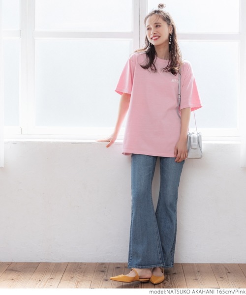 coca(coca)(コカ)の「カレッジピグメントTEE(Tシャツ/カットソー・レディース・カーキ/ブルー/ブラック/ピンク・ONE SIZE)」の9枚目の写真