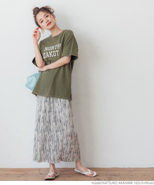 coca(coca)(コカ)の「カレッジピグメントTEE(Tシャツ/カットソー・レディース・カーキ/ブルー/ブラック/ピンク・ONE SIZE)」の10枚目の写真