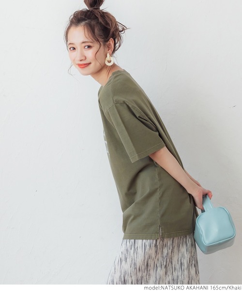 coca(coca)(コカ)の「カレッジピグメントTEE(Tシャツ/カットソー・レディース・カーキ/ブルー/ブラック/ピンク・ONE SIZE)」の11枚目の写真