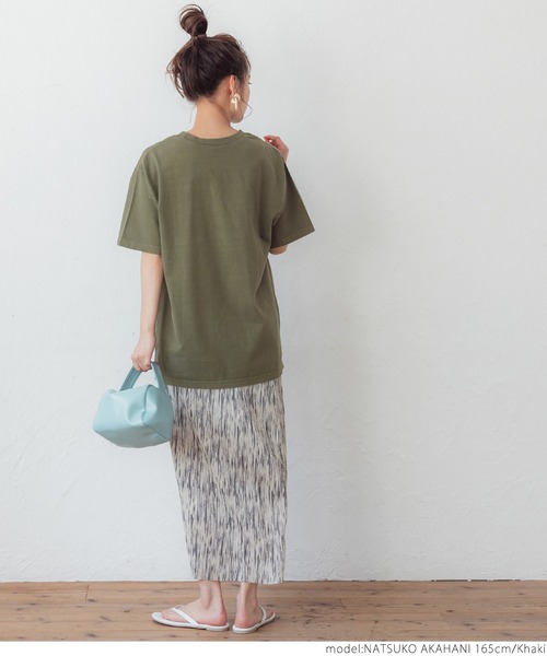 coca(coca)(コカ)の「カレッジピグメントTEE(Tシャツ/カットソー・レディース・カーキ/ブルー/ブラック/ピンク・ONE SIZE)」の13枚目の写真