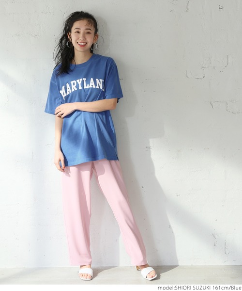 coca(coca)(コカ)の「カレッジピグメントTEE(Tシャツ/カットソー・レディース・カーキ/ブルー/ブラック/ピンク・ONE SIZE)」の16枚目の写真