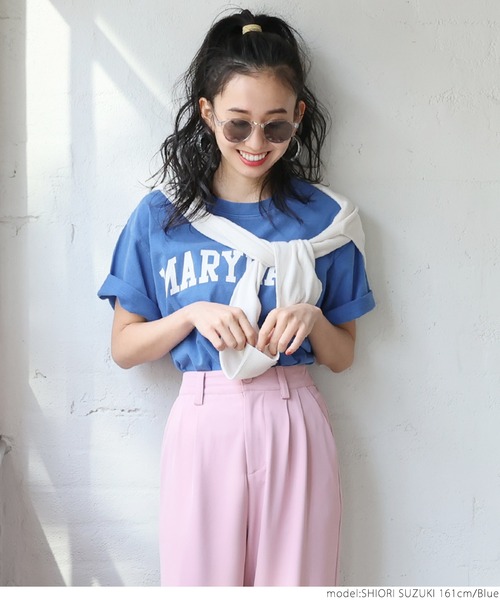 coca(coca)(コカ)の「カレッジピグメントTEE(Tシャツ/カットソー・レディース・カーキ/ブルー/ブラック/ピンク・ONE SIZE)」の17枚目の写真