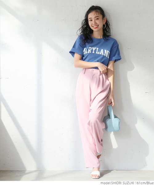 coca(coca)(コカ)の「カレッジピグメントTEE(Tシャツ/カットソー・レディース・カーキ/ブルー/ブラック/ピンク・ONE SIZE)」の18枚目の写真