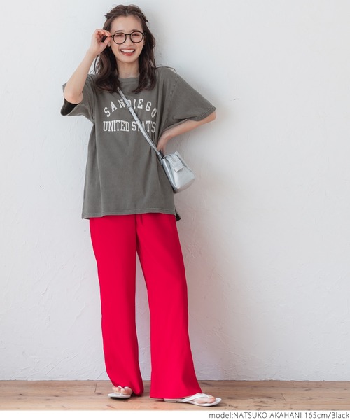 coca(coca)(コカ)の「カレッジピグメントTEE(Tシャツ/カットソー・レディース・カーキ/ブルー/ブラック/ピンク・ONE SIZE)」の19枚目の写真