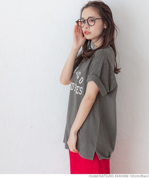 coca(coca)(コカ)の「カレッジピグメントTEE(Tシャツ/カットソー・レディース・カーキ/ブルー/ブラック/ピンク・ONE SIZE)」の20枚目の写真