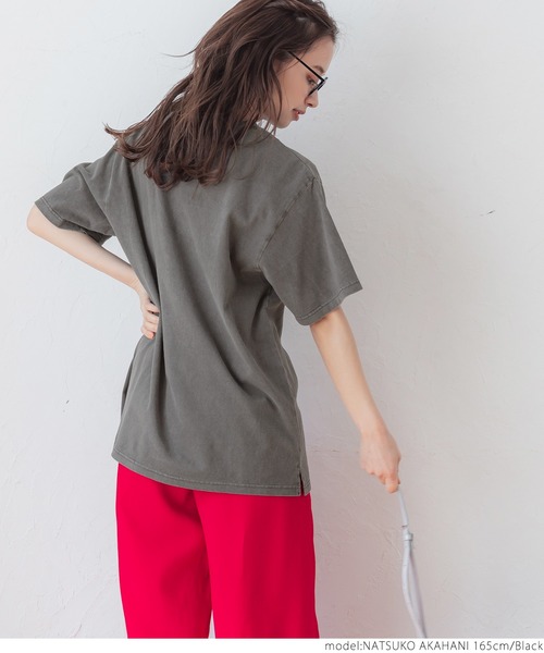 coca(coca)(コカ)の「カレッジピグメントTEE(Tシャツ/カットソー・レディース・カーキ/ブルー/ブラック/ピンク・ONE SIZE)」の21枚目の写真