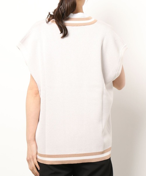 PairPair（ペアペア）の「クマ柄ニットベスト(ユニセックス)（ベスト・レディース・ブラック/アイボリー・フリー）」の3枚目の写真