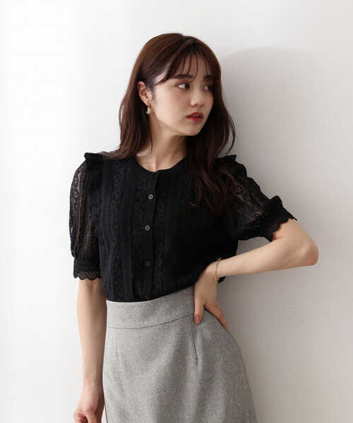 PROPORTION BODY DRESSING(プロポーションボディドレッシング)の「ストライプレースBLⅡ / 1212110902(シャツ/ブラウス・レディース・ダークグレー/オフホワイト/パープル/グリーン/ブラック・SMALL/MEDIUM)」の8枚目の写真