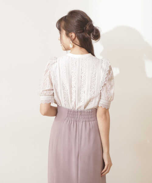 PROPORTION BODY DRESSING(プロポーションボディドレッシング)の「ストライプレースBLⅡ / 1212110902(シャツ/ブラウス・レディース・ダークグレー/オフホワイト/パープル/グリーン/ブラック・SMALL/MEDIUM)」の21枚目の写真