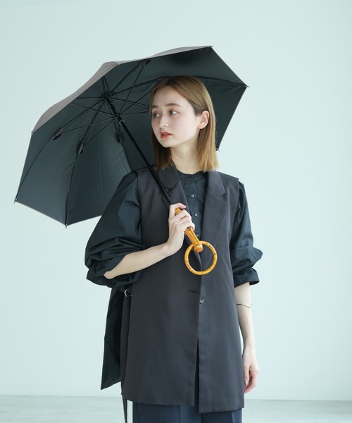 utatane（ウタタネ）の「日傘 完全遮光100％ 晴雨兼用 リングハンドル シャンブレー調（長傘・レディース・ベージュ/ブルー/モカ/スミクロ/スモークピンク/アッシュブラウン・FREE）」の18枚目の写真