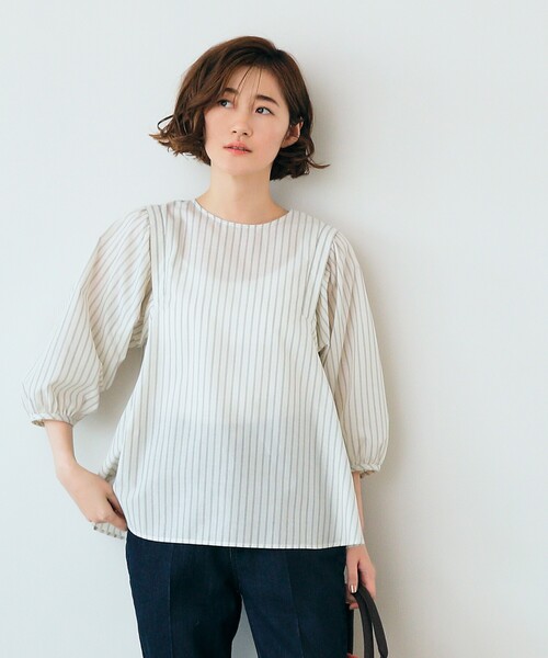 grove（グローブ）の「◆【洗える】麻混ウイングスリーブブラウス（シャツ/ブラウス・レディース・ライトパープル/アイボリー系2/ライトグリーン/ブルー系7/ブラック・01/04/02/03/05）」の3枚目の写真