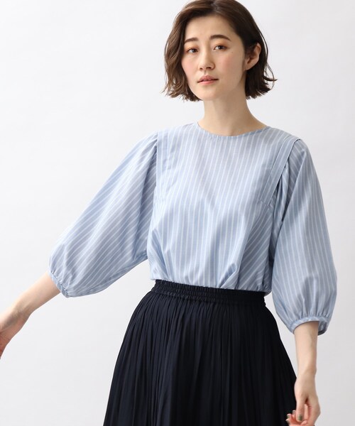 grove（グローブ）の「◆【洗える】麻混ウイングスリーブブラウス（シャツ/ブラウス・レディース・ライトパープル/アイボリー系2/ライトグリーン/ブルー系7/ブラック・01/04/02/03/05）」の4枚目の写真