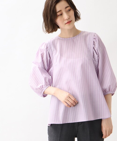 grove（グローブ）の「◆【洗える】麻混ウイングスリーブブラウス（シャツ/ブラウス・レディース・ライトパープル/アイボリー系2/ライトグリーン/ブルー系7/ブラック・01/04/02/03/05）」の5枚目の写真