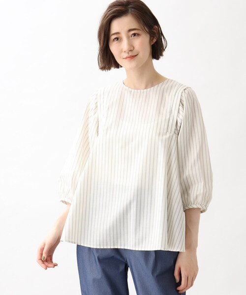 grove（グローブ）の「◆【洗える】麻混ウイングスリーブブラウス（シャツ/ブラウス・レディース・ライトパープル/アイボリー系2/ライトグリーン/ブルー系7/ブラック・01/04/02/03/05）」の6枚目の写真