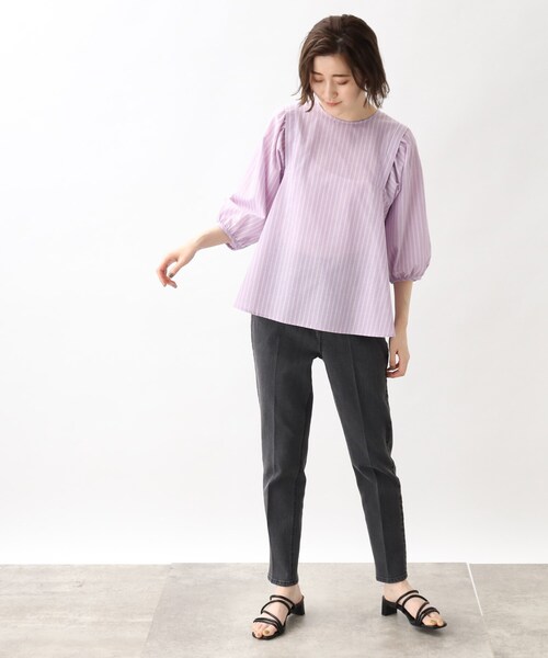 grove（グローブ）の「◆【洗える】麻混ウイングスリーブブラウス（シャツ/ブラウス・レディース・ライトパープル/アイボリー系2/ライトグリーン/ブルー系7/ブラック・01/04/02/03/05）」の22枚目の写真