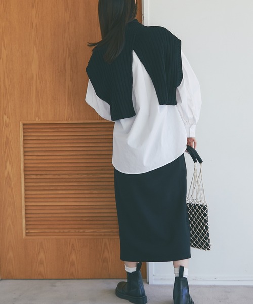 and R（アンドアール）の「ライトダンボールタイトスカート（スカート・レディース・ライトグレー/ブラック・FREE）」の5枚目の写真