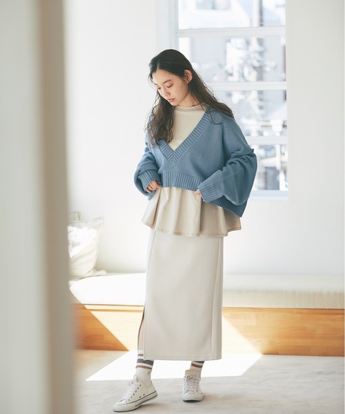 and R（アンドアール）の「ライトダンボールタイトスカート（スカート・レディース・ライトグレー/ブラック・FREE）」の10枚目の写真