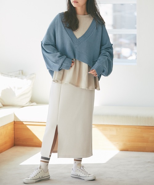 and R（アンドアール）の「ライトダンボールタイトスカート（スカート・レディース・ライトグレー/ブラック・FREE）」の9枚目の写真