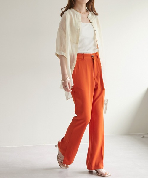 DISCOAT(ディスコート)の「シアーボザム5分袖バンドカラーシャツ(シャツ/ブラウス・レディース・オフホワイト/モカ/ブルー/ピンク・FREE)」の6枚目の写真