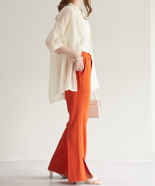 DISCOAT(ディスコート)の「シアーボザム5分袖バンドカラーシャツ(シャツ/ブラウス・レディース・オフホワイト/モカ/ブルー/ピンク・FREE)」の8枚目の写真