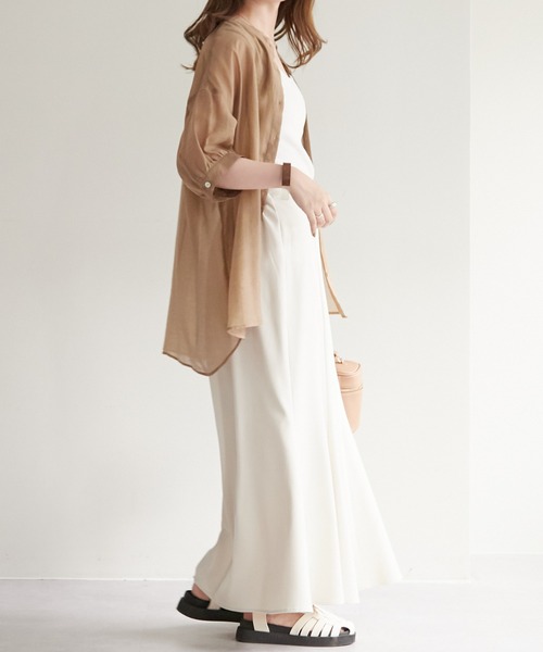 DISCOAT(ディスコート)の「シアーボザム5分袖バンドカラーシャツ(シャツ/ブラウス・レディース・オフホワイト/モカ/ブルー/ピンク・FREE)」の13枚目の写真