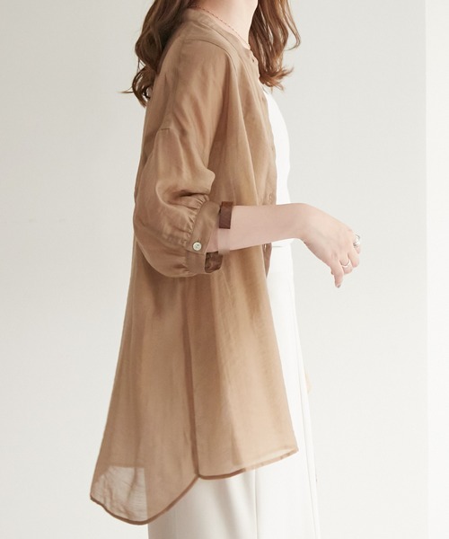 DISCOAT(ディスコート)の「シアーボザム5分袖バンドカラーシャツ(シャツ/ブラウス・レディース・オフホワイト/モカ/ブルー/ピンク・FREE)」の17枚目の写真