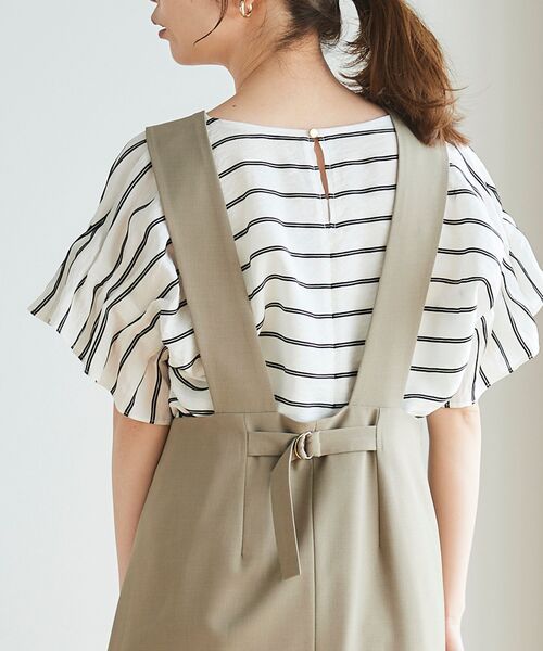 le.coeur blanc（ルクールブラン）の「ドビーボーダーギャザースリーブブラウス（シャツ/ブラウス・レディース・ホワイト系その他/ブラック系その他/ブルー系その他3・38）」の6枚目の写真