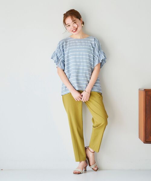 le.coeur blanc（ルクールブラン）の「ドビーボーダーギャザースリーブブラウス（シャツ/ブラウス・レディース・ホワイト系その他/ブラック系その他/ブルー系その他3・38）」の12枚目の写真