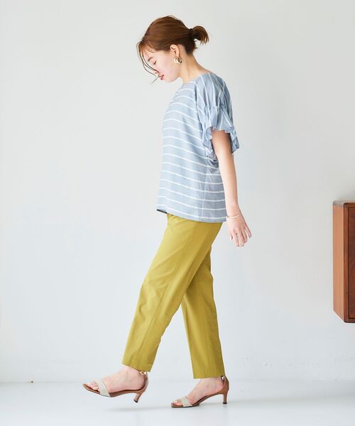 le.coeur blanc（ルクールブラン）の「ドビーボーダーギャザースリーブブラウス（シャツ/ブラウス・レディース・ホワイト系その他/ブラック系その他/ブルー系その他3・38）」の14枚目の写真