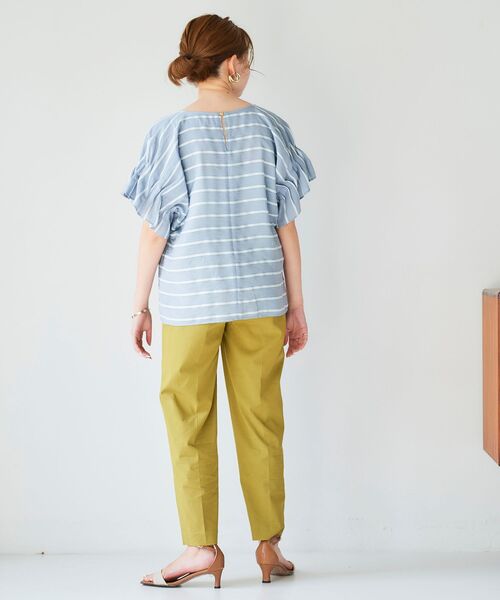 le.coeur blanc（ルクールブラン）の「ドビーボーダーギャザースリーブブラウス（シャツ/ブラウス・レディース・ホワイト系その他/ブラック系その他/ブルー系その他3・38）」の15枚目の写真