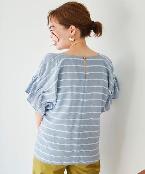 le.coeur blanc（ルクールブラン）の「ドビーボーダーギャザースリーブブラウス（シャツ/ブラウス・レディース・ホワイト系その他/ブラック系その他/ブルー系その他3・38）」の16枚目の写真