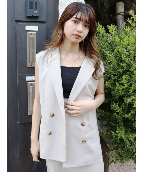 MURUA（ムルーア）の「ドビークロスルーズベスト【セットアップ着用可能】（ベスト・レディース・ブラック/ベージュ/ブルー・FREE）」の15枚目の写真