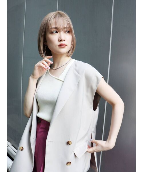 MURUA（ムルーア）の「ドビークロスルーズベスト【セットアップ着用可能】（ベスト・レディース・ブラック/ベージュ/ブルー・FREE）」の9枚目の写真