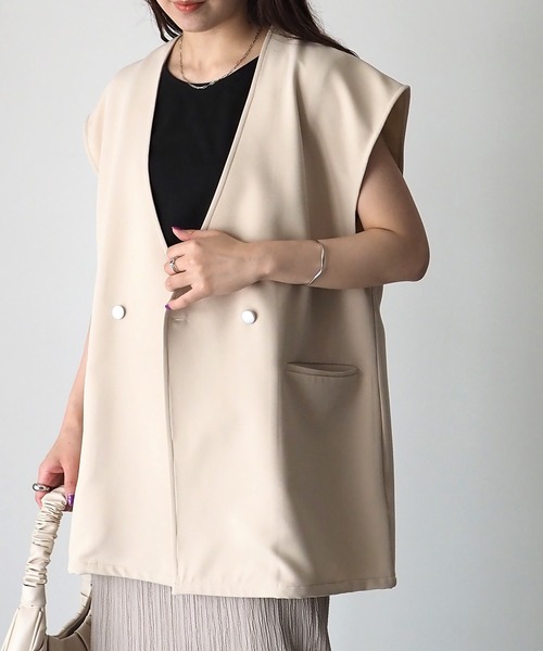 Riberry（リベリー）の「【セットアップ可】ダブルボタンジレ（ベスト・レディース・ブラック/アイボリー・FREE）」の15枚目の写真