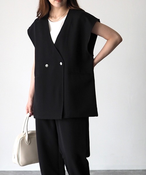 Riberry（リベリー）の「【セットアップ可】ダブルボタンジレ（ベスト・レディース・ブラック/アイボリー・FREE）」の13枚目の写真