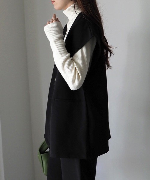 Riberry（リベリー）の「【セットアップ可】ダブルボタンジレ（ベスト・レディース・ブラック/アイボリー・FREE）」の6枚目の写真