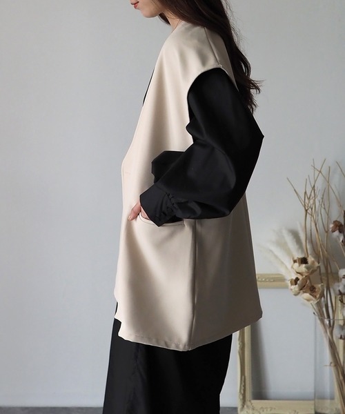 Riberry（リベリー）の「【セットアップ可】ダブルボタンジレ（ベスト・レディース・ブラック/アイボリー・FREE）」の10枚目の写真