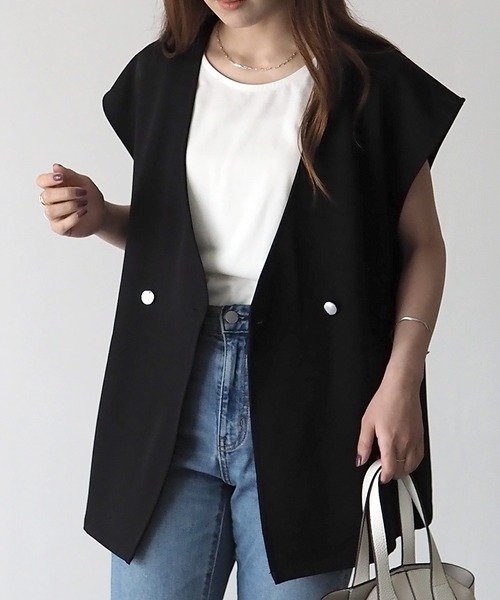 Riberry（リベリー）の「【セットアップ可】ダブルボタンジレ（ベスト・レディース・ブラック/アイボリー・FREE）」の12枚目の写真