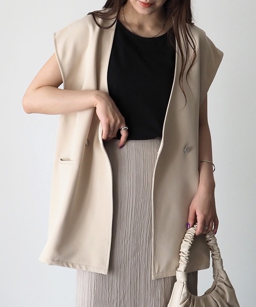 Riberry（リベリー）の「【セットアップ可】ダブルボタンジレ（ベスト・レディース・ブラック/アイボリー・FREE）」の22枚目の写真