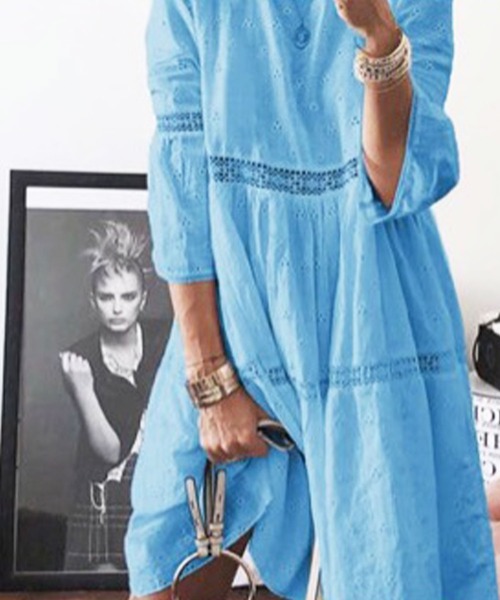 EPICKS(エピックス)の「エスニックカラーレースワンピース(ワンピース・レディース・ホワイト/パープル/サックスブルー/イエロー・S/M)」の7枚目の写真