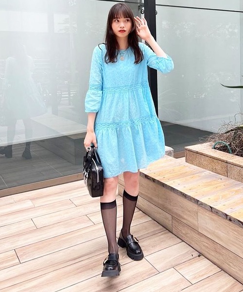 EPICKS(エピックス)の「エスニックカラーレースワンピース(ワンピース・レディース・ホワイト/パープル/サックスブルー/イエロー・S/M)」の13枚目の写真